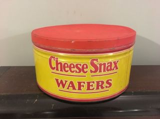 Rare 1920s Vtg Strietmann ' S Pennant Cheese Snax Wafers Tin Litho Advertising Can photo