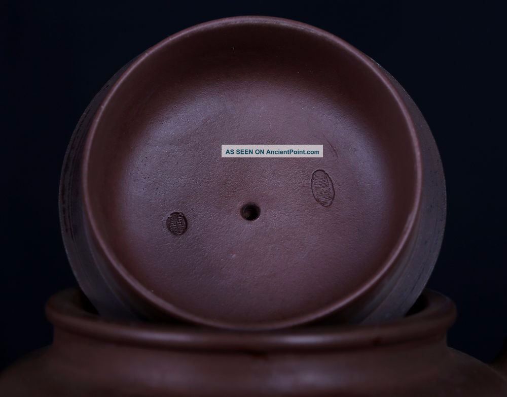 Rare Antique Chinese Carved Yixing Zisha Pottery Teapot Gujingzhou Mark