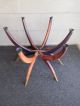 Vtg Mid Century Wood Brass Spider Leg Folding Coffee Side Table Base Only Mid-Century Modernism photo 3