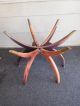 Vtg Mid Century Wood Brass Spider Leg Folding Coffee Side Table Base Only Mid-Century Modernism photo 4