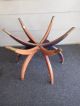 Vtg Mid Century Wood Brass Spider Leg Folding Coffee Side Table Base Only Mid-Century Modernism photo 6