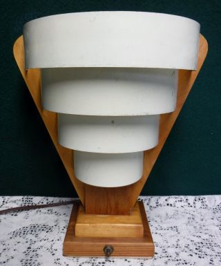 Classic Mid - Century Modern Table Lamp 4 - Tier White Venetian Metal Shade photo