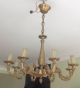 Large Vintage French 8 Arm Chandelier In Gilt Bronze Chandeliers, Fixtures, Sconces photo 1