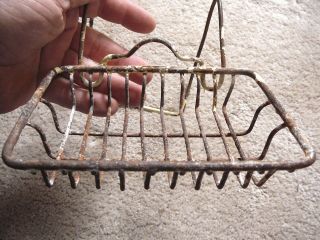 Vintage Antique Primitive Wire Claw Foot Bathtub Soap Holder Chippy Shabby Paint photo