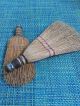 Two Vintage Straw Whisk Hand Broom Wire Wrap One With Loop To Hang Primitives photo 1