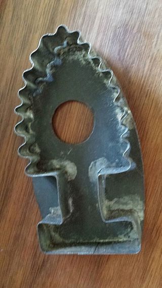 Antique Primitive Soldered Early Tin Tree Flat Back Cookie Cutter photo