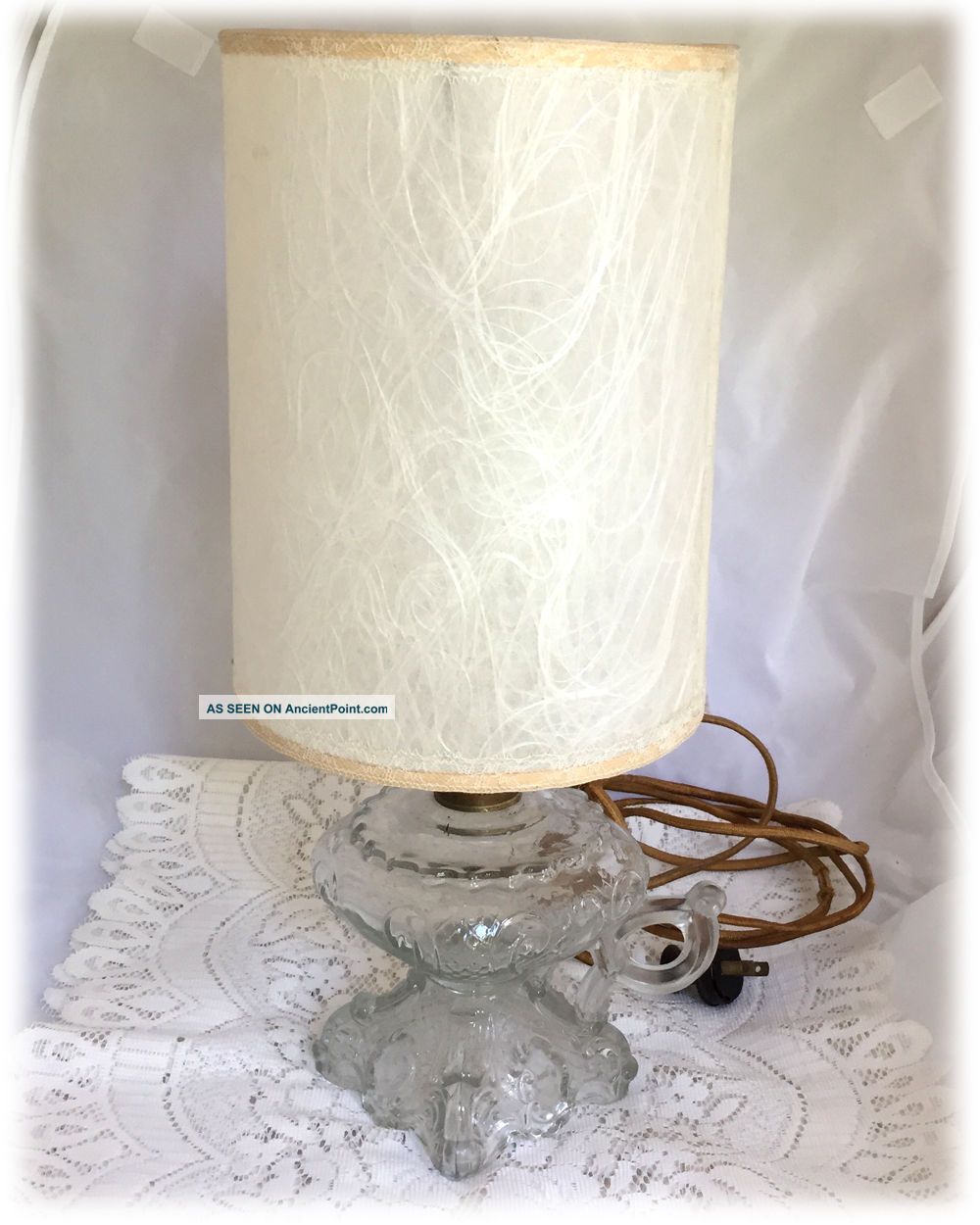 Antique Clear Princess Feather Converted Electric Finger Lamp Victorian1900s Lamps photo