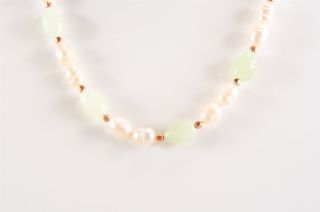 Fabulous Freshwater Pearls & Light Serpentine Copper Bead Necklace photo