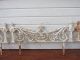 Omg 3 Old Vintage Cast Metal Garden Fence Stakes Chippy White Patina Ornate Garden photo 2