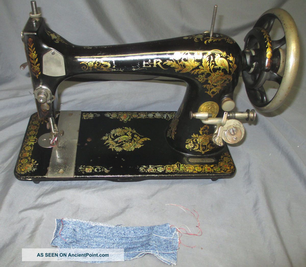 Rare Serviced Antique 1910 Singer 27 Pheasant Treadle Sewing Machine Video Sewing Machines photo