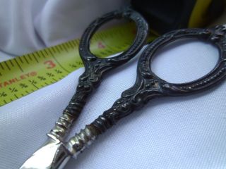 Antique Victorian Sterling Silver Handle Scissors photo