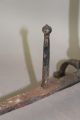 Rare Brass Top 18th C Rhode Island Wrought Iron Andirons Old Black Paint Primitives photo 6