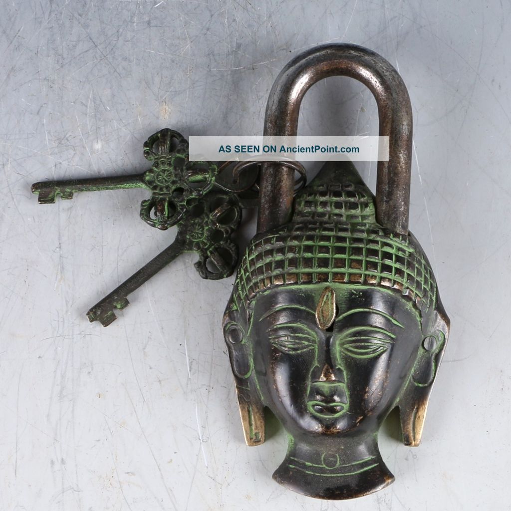 Chinese Ancient Decorative Bronze Kwan - Yin Lock & Key Ep0012 Other Chinese Antiques photo
