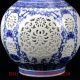 Chinese Blue & White Porcelain Handmade Hollow Vase W Qianlong Mark Cqlk17 Vases photo 2