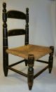 19th Century Hitchcock Type Paint & Stenciled Toy Chair W/ Rush Seat Primitives photo 9