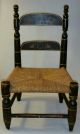 19th Century Hitchcock Type Paint & Stenciled Toy Chair W/ Rush Seat Primitives photo 11