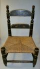 19th Century Hitchcock Type Paint & Stenciled Toy Chair W/ Rush Seat Primitives photo 2