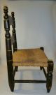 19th Century Hitchcock Type Paint & Stenciled Toy Chair W/ Rush Seat Primitives photo 5