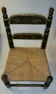 19th Century Hitchcock Type Paint & Stenciled Toy Chair W/ Rush Seat Primitives photo 7