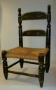 19th Century Hitchcock Type Paint & Stenciled Toy Chair W/ Rush Seat Primitives photo 8