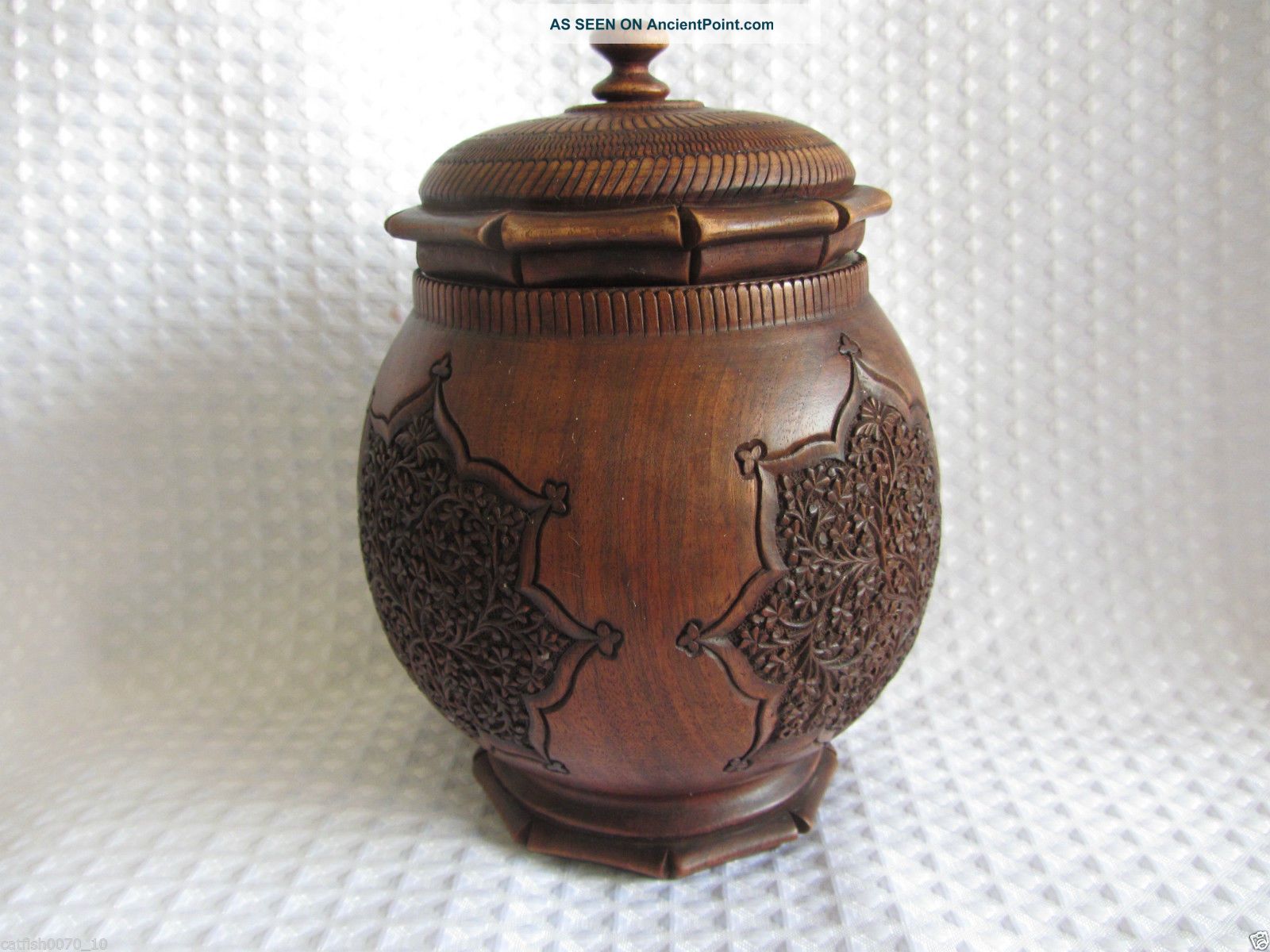 Antique Indian Kashmir Wooden Carved Tea Caddy Middle East photo