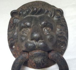 Antique Cast Iron Lion Head Door Knocker photo