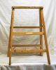 Old Vintage Primitive Wooden 2 Step Folding Stool Ladder Shabby Country Farm Dcr Primitives photo 3