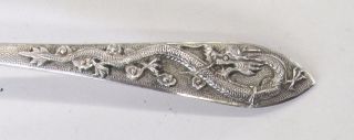Rare Chinese Antique 1938 Export Silver Teh Ling Flatware With Applied Dragons photo