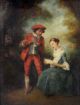 Antique 18thc O/c Oil Painting Flute Player & Singing Woman,  Gold Gilt Frame Nr Wind photo 2