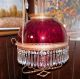Antique Cranbery Hanging Oil Or Electric Lamp With Bradely & Hubard Puley Lamps photo 2