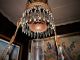 Antique Cranbery Hanging Oil Or Electric Lamp With Bradely & Hubard Puley Lamps photo 7