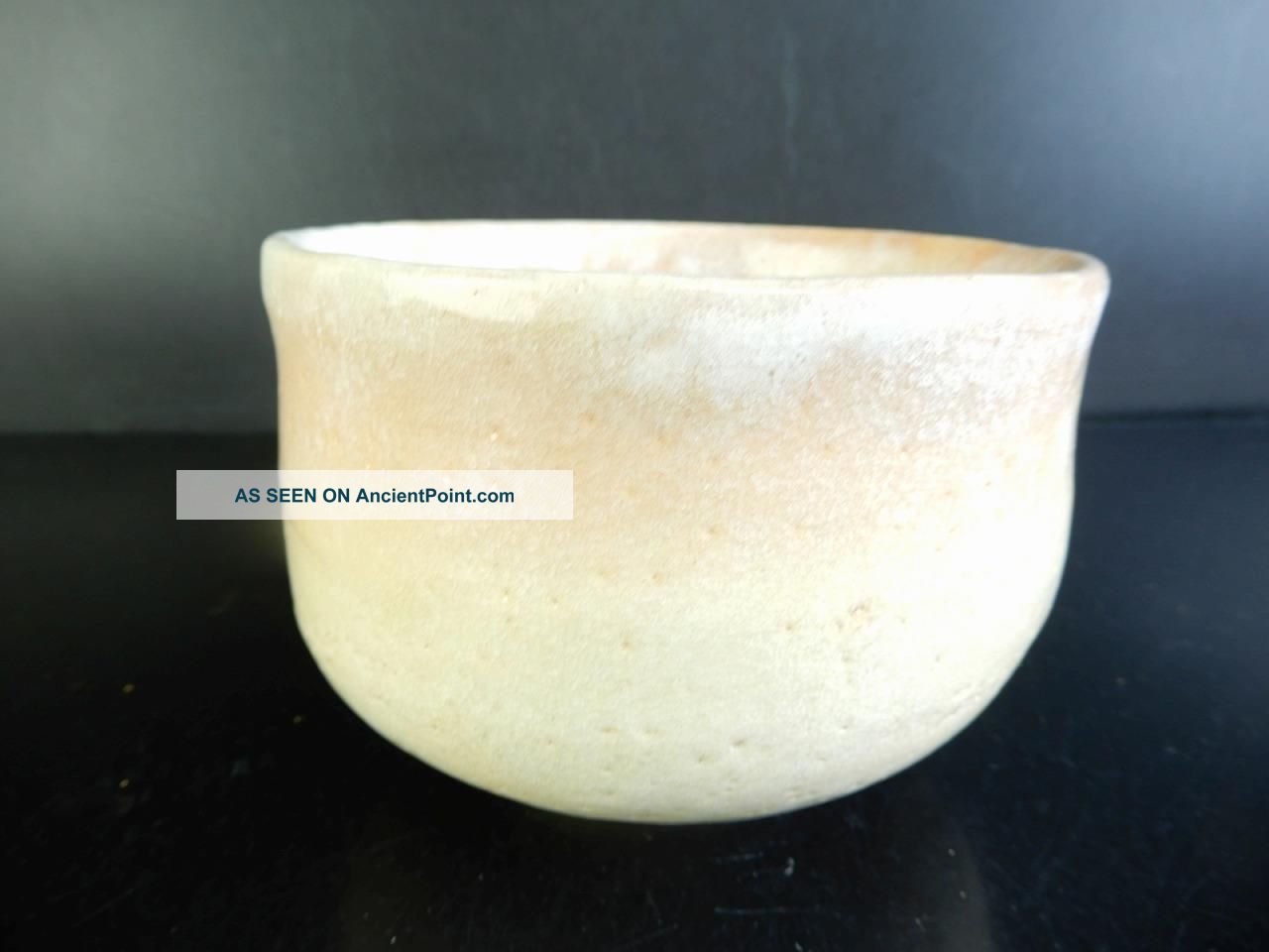 H3918: Japanese Raku - Ware White Glaze Tea Bowl Green Tea Tool,  Auto Bowls photo