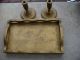 Old 1942 Wooden Serving Tray And Candle Sticks Holders Gold Paint Wedding Gift Trays photo 4