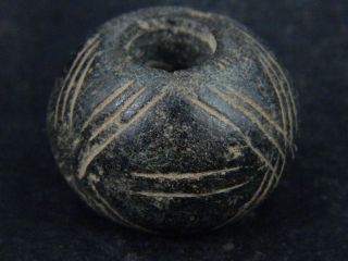 Ancient Schist Stone Bead/spindle Whorl Gandharan/gandhara 100 Ad Stn816 photo