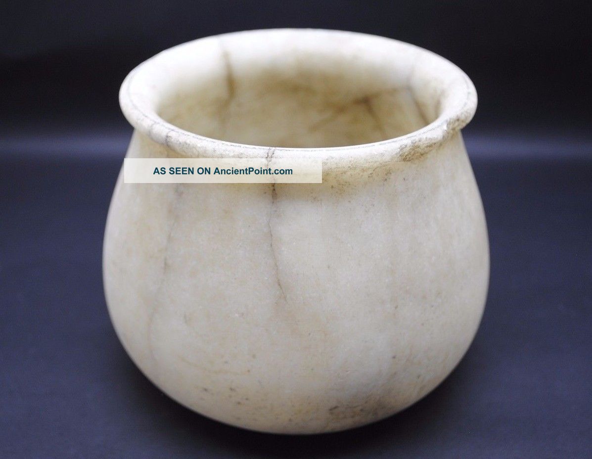 Ancient Egyptian Alabaster Carved Storage Vessel 2nd Millennium Bc Egyptian photo