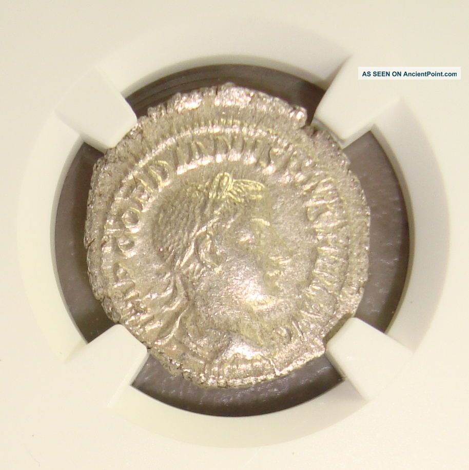 Ad 238 - 244 Gordian Iii Ancient Roman Silver Denarius Ngc Ms (state) 4/5 3/5 Roman photo