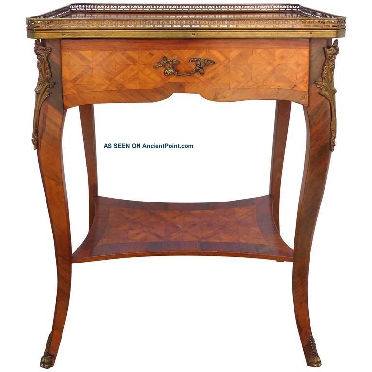 Antique French Louis Xv Marquetry Side Table 1900-1950 photo