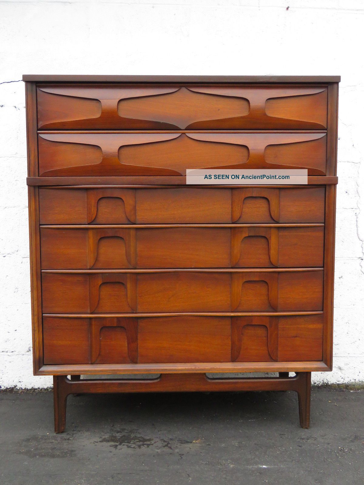 Mid Century Modern Tall Chest Of Drawers With Wood Handles 8558 Mid-Century Modernism photo