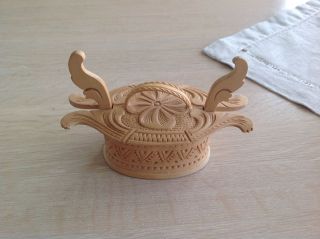 Carved Norwegian Benntwood Tine Box From Norway photo