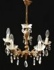 Vintage French 5 Branch Chandelier Ceiling Light Crystals Chandeliers, Fixtures, Sconces photo 2