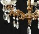 Vintage French 5 Branch Chandelier Ceiling Light Crystals Chandeliers, Fixtures, Sconces photo 3