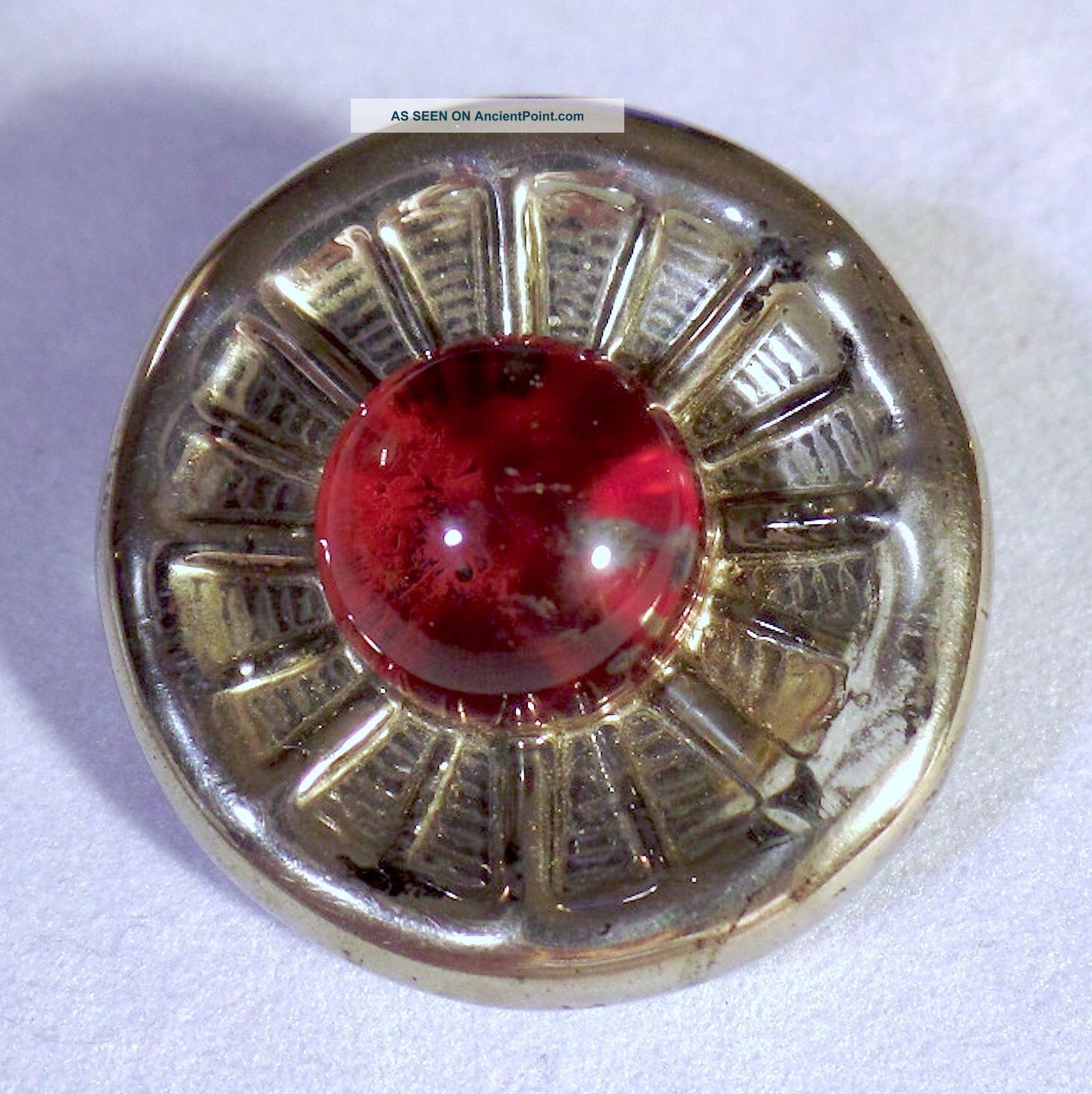 Very Cool Bimini - Type British Wwii Era Glass Button In Silver And Red Colors Buttons photo