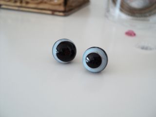2 Rare Antique Silver Agate Stone Eye Buttons - With Grains photo