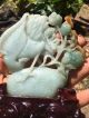 Hand Carved Old Green Jadeite Jade Statue Crane,  Fish & Flowers Figurines & Statues photo 3