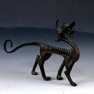 Old Chinese Bronze Handwork Carved Dragon Statue Ht095 photo