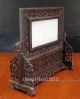 Delicate Antique Handmade Wood & White Jade Inlaid Screen Two Dragon Deco Art Other Antique Decorative Arts photo 1