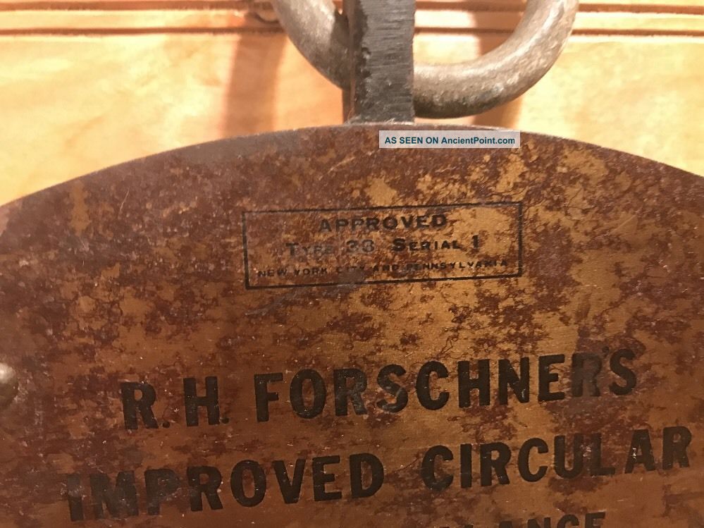 Vintage Hanging Brass Scale Forschner ' S Improved Circular Spring Balance Scales photo