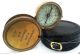 Nautical Solid Brass Look Compass Sliding Compass Leather Case Decorative Gift Compasses photo 1