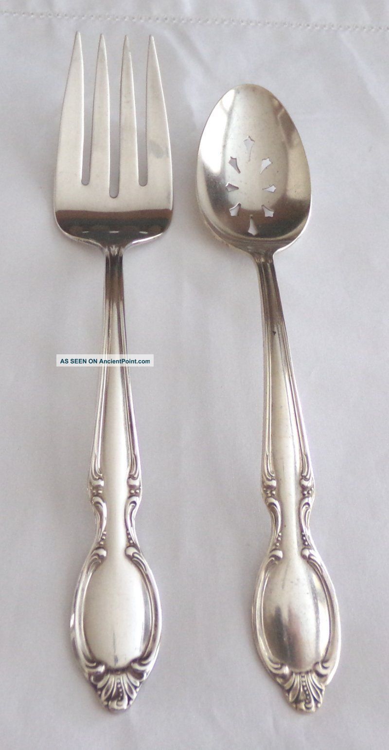 Wm Rogers I/s Silverplate ' Precious Mirror ' Pierced Tablespoon/serving Fork 1954 Flatware & Silverware photo