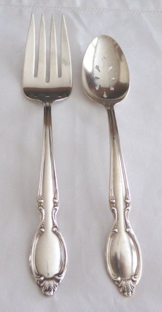 Wm Rogers I/s Silverplate ' Precious Mirror ' Pierced Tablespoon/serving Fork 1954 photo